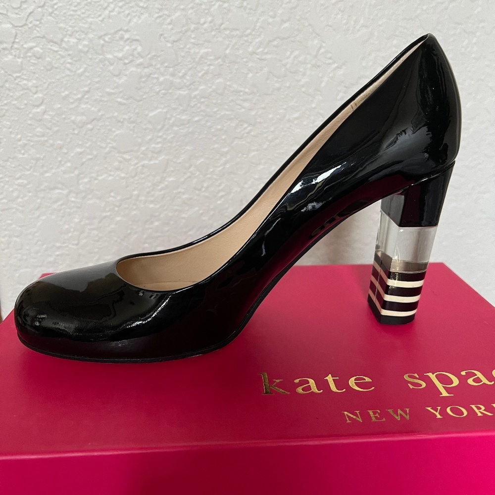 Kate Spade black patent leather made in Italy Leslie pumps, size 10
